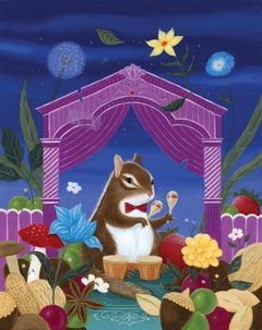 "Un teatro para Thomas" - Óleo sobre gessoboard Pintura caprichosa de animales 2024