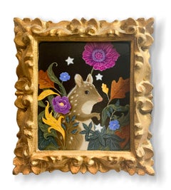 "Una stella incantata per Katie" - Ritratto di animale stravagante, olio su pannello