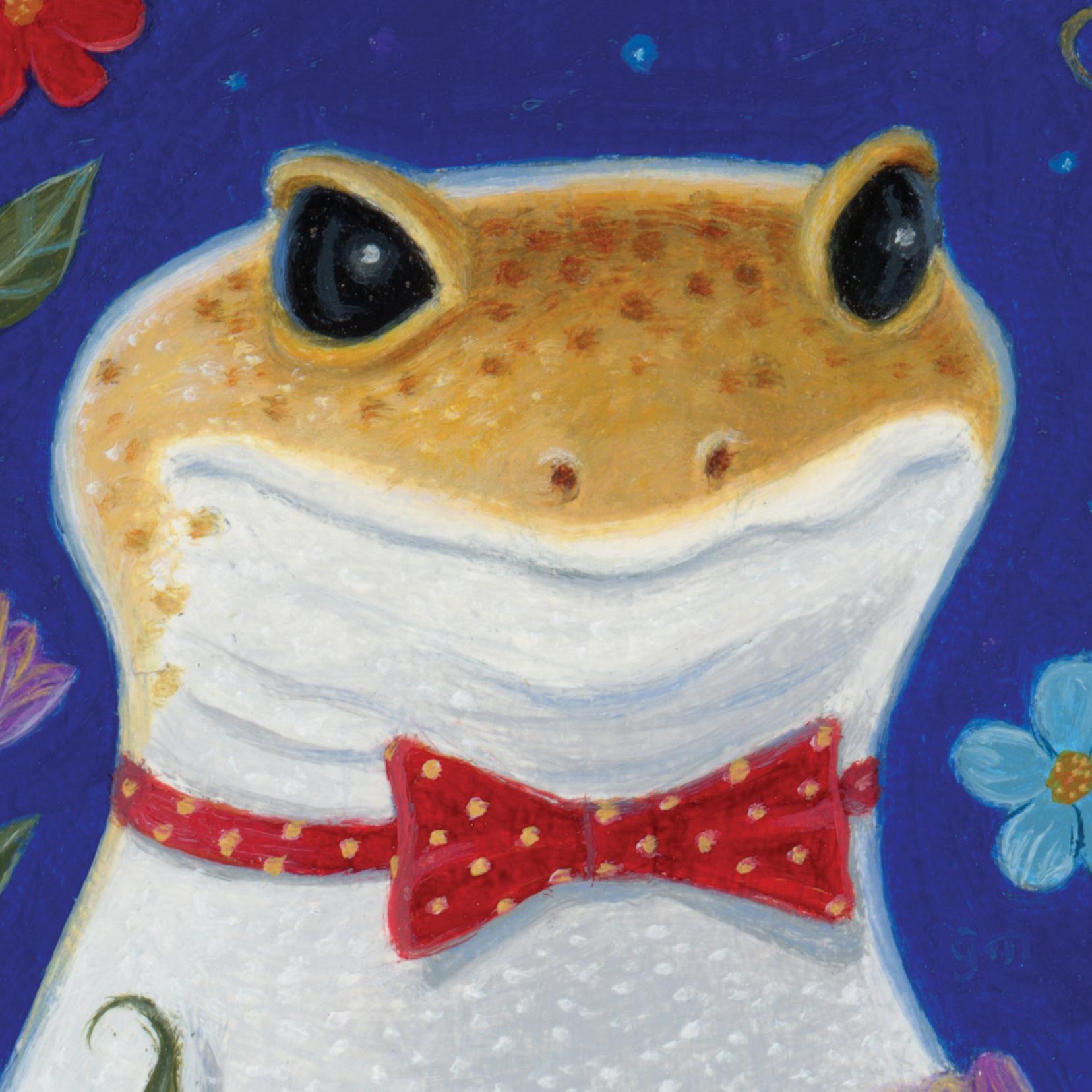 „Franklins Porträt“ von Gina Matarazzo, Skurriles Ölgemälde eines Froschs im Angebot 3