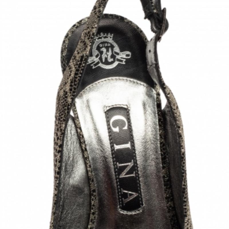 De las mujeres Gina Bronce Metalizado Lurex Tela Plataforma Slingback Bombas Tamaño 37 en venta
