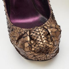 Gina Metallic Braun Python Elle Plateau Pumps Größe 39.5