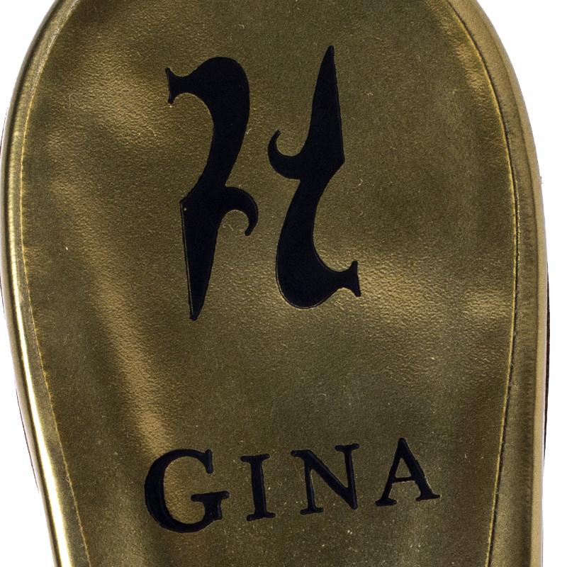 Gina Metallic Gold Crystal Embellished Flat Slides Size 37.5 1