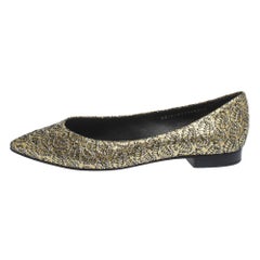 Gina Metallic Gold Glitter Pointed Toe Ballet Flats Size 40