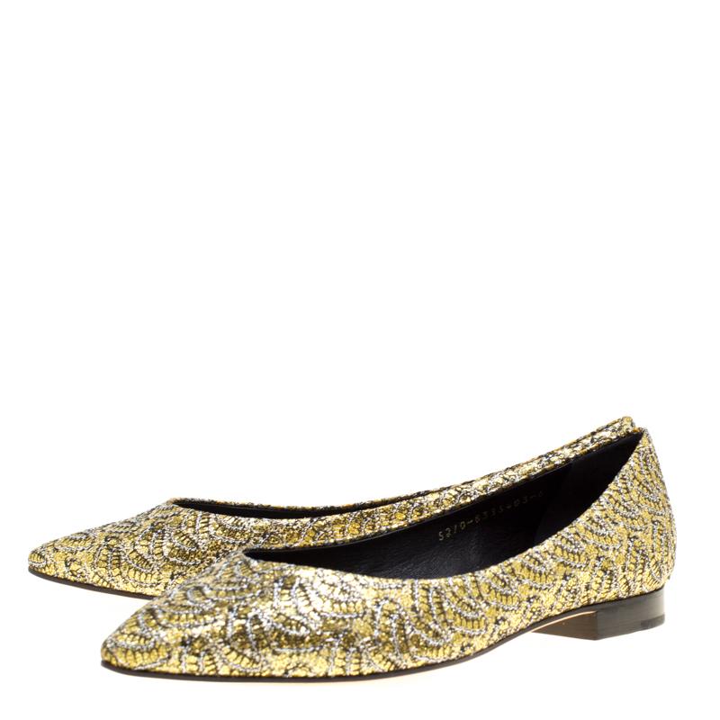 Women's Gina Metallic Gold Glitter Pointed Toe Flats Size 39