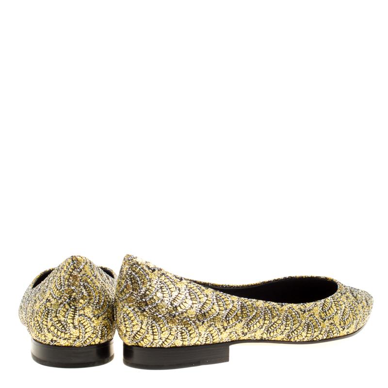 Gina Metallic Gold Glitter Pointed Toe Flats Size 39 1