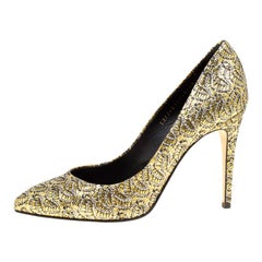 Gina Metallic Gold Glitter Pumps Size 40