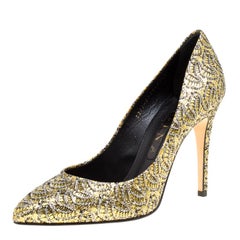 Gina Metallic Gold Glitter Pumps Size 40