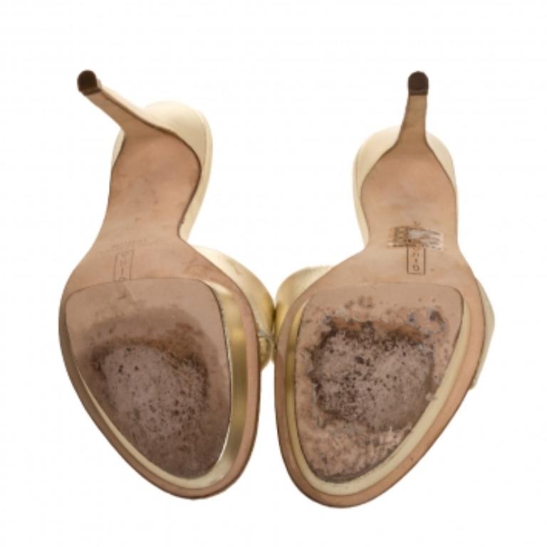 Gina Metallic Gold Leather Slide Sandals Size 37 For Sale 1