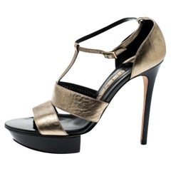 Gina Sandali con cinturino a T in pelle oro metallizzato taglia 39