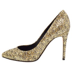 Gina Metallic Gold/Silver Glitter Lace Pointed Toe Pumps Size 40