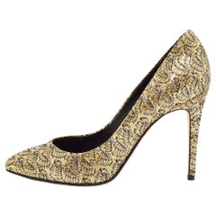 Gina Metallic Gold/Silver Glitter Lace Pointed Toe Pumps Size 40 (escarpins à bout pointu en dentelle)