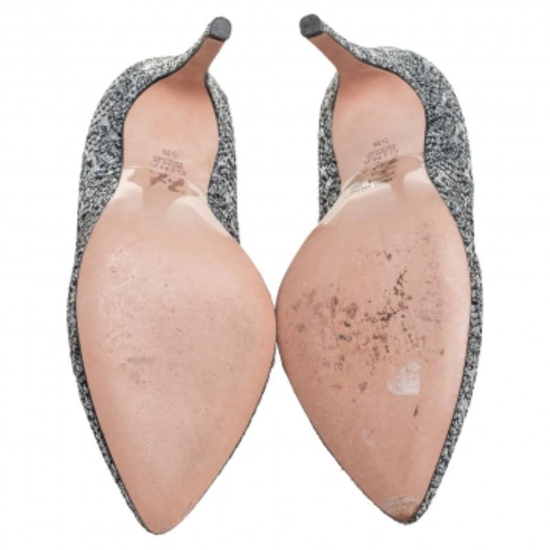 Women's Gina Metallic Silver Lurex And Glitter Slip On Pumps Size 38.5 For Sale