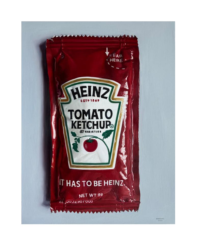 Still-Life Painting di Gina Minichino - Confezione di ketchup Heinz