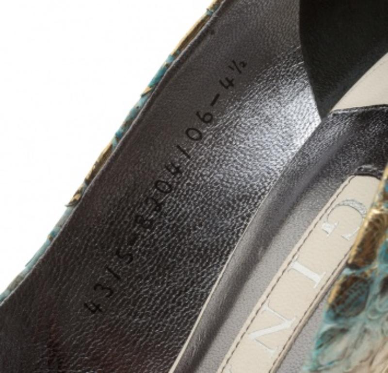 Gina Multicolor Metallic Python Leder Plateau Pumps Größe 37,5 Damen im Angebot