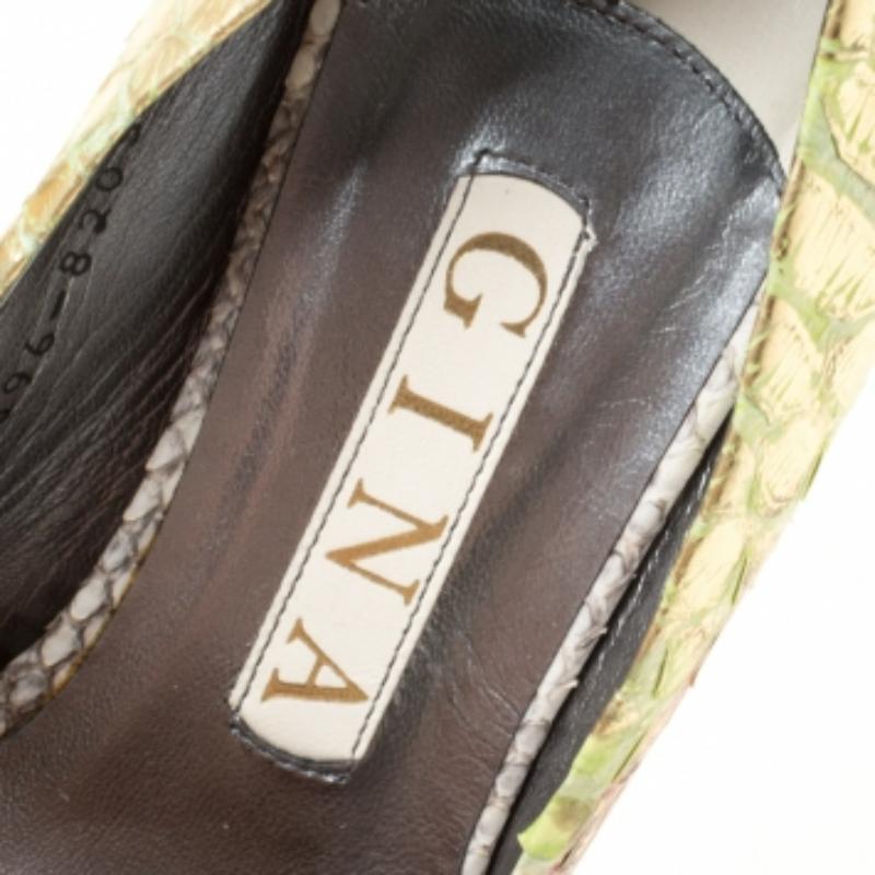 Gina escarpins à bout ouvert en python multicolore, taille 37 en vente 3