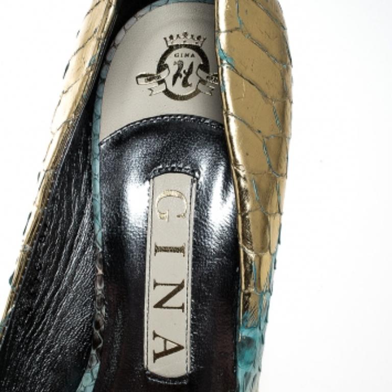 Gina escarpins à bout ouvert en python multicolore, taille 37 en vente 3