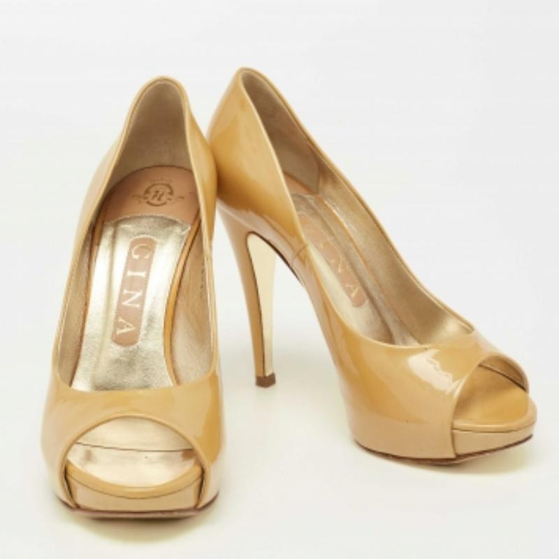 Bombas con punta de charol amarillo mostaza Gina Talla 37.5 Amarillo en venta