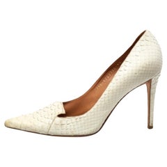 Gina Off White Python Pointed Toe Pumps Size 37.5