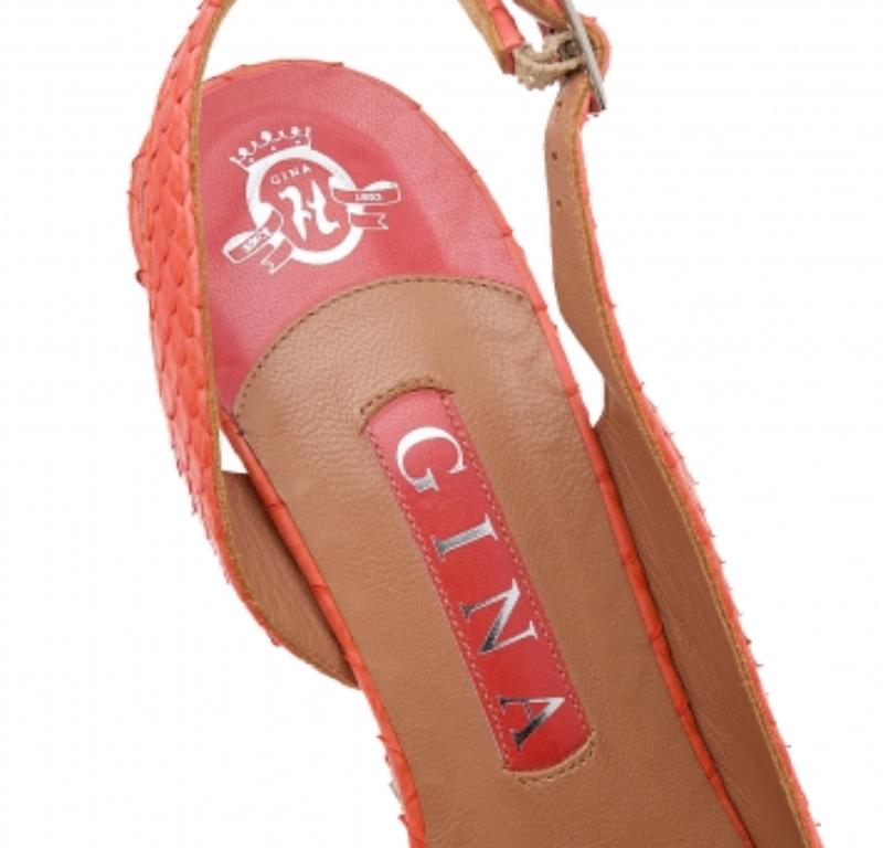Donna Gina - Sandali alla caviglia in pelle di pitone arancione misura 37,5 in vendita