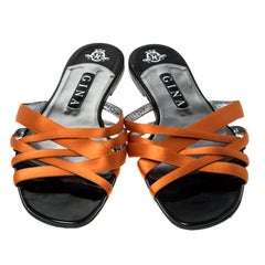 Gina Orange Satin Flat Slides Size 41