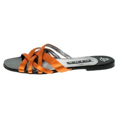 Gina Orange Satin Flat Slides Size 41