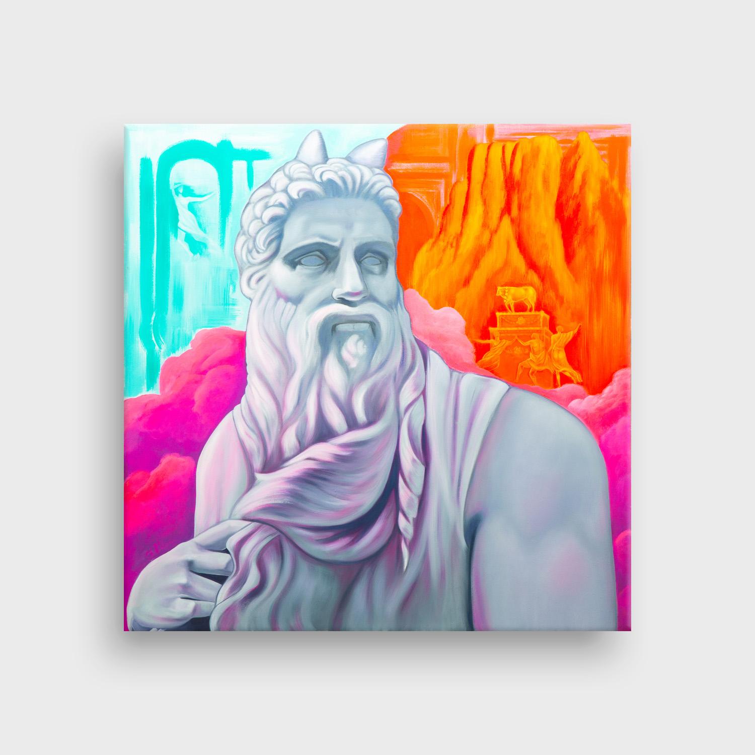 Colorful Biblical Portrait of Moses, 