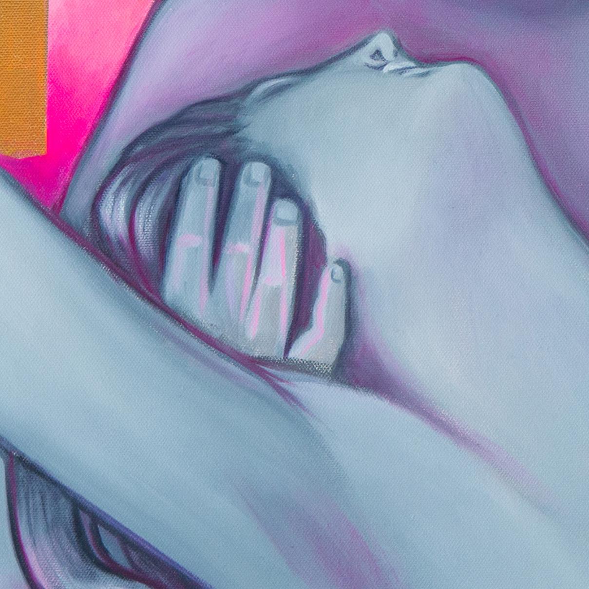 Figuratives neoklassizistisches Ölgemälde, „Praying For Time“ (Grau), Figurative Painting, von Gina Palmerin