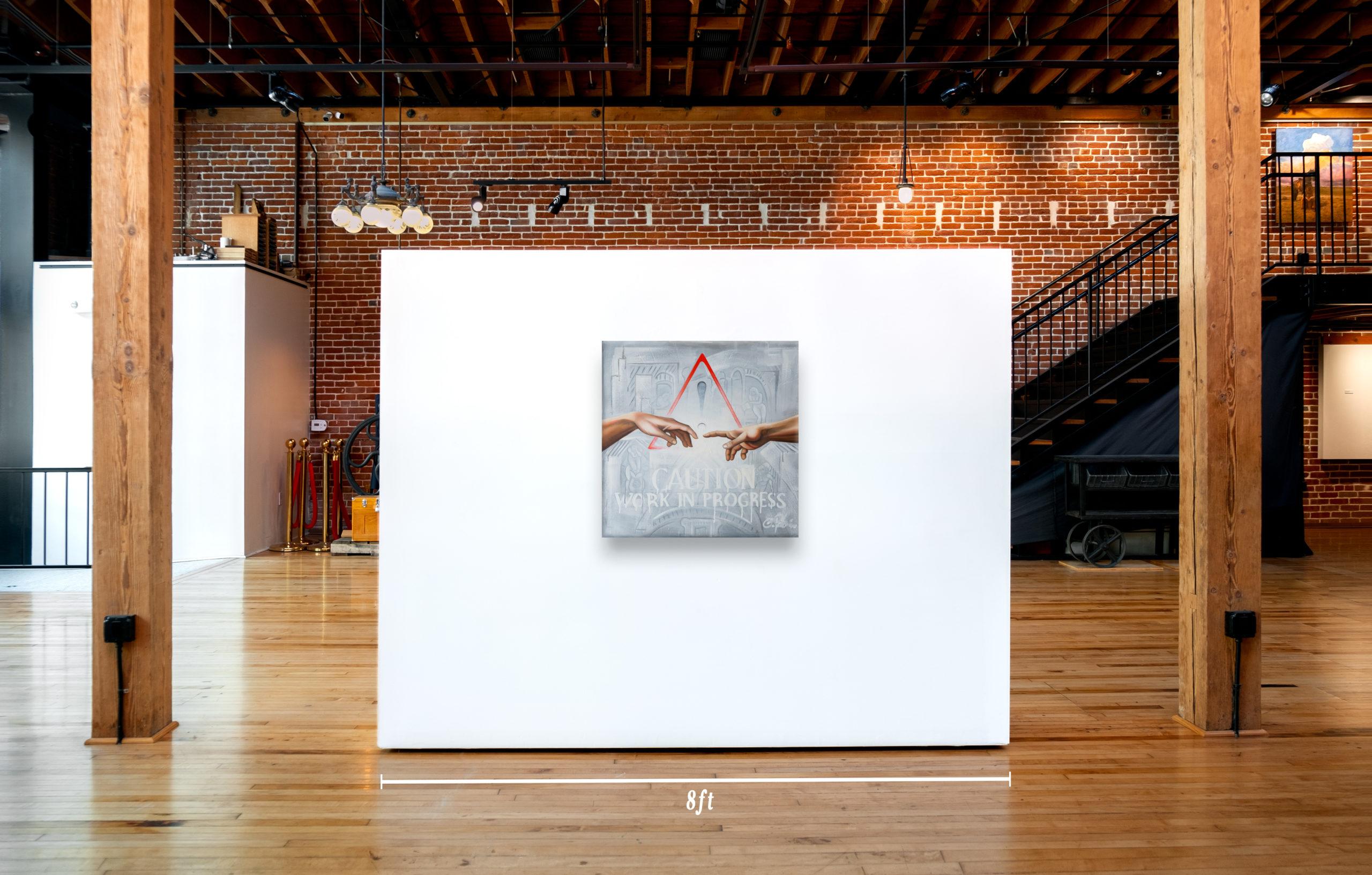Éste es un cuadro neoclásico original al óleo y acrílico, único en su género, que representa la famosa Creación de Adán, obra de la artista del sur de California Gina Palmerin. Sus dimensiones son 30x30. No tiene marco. Un certificado de