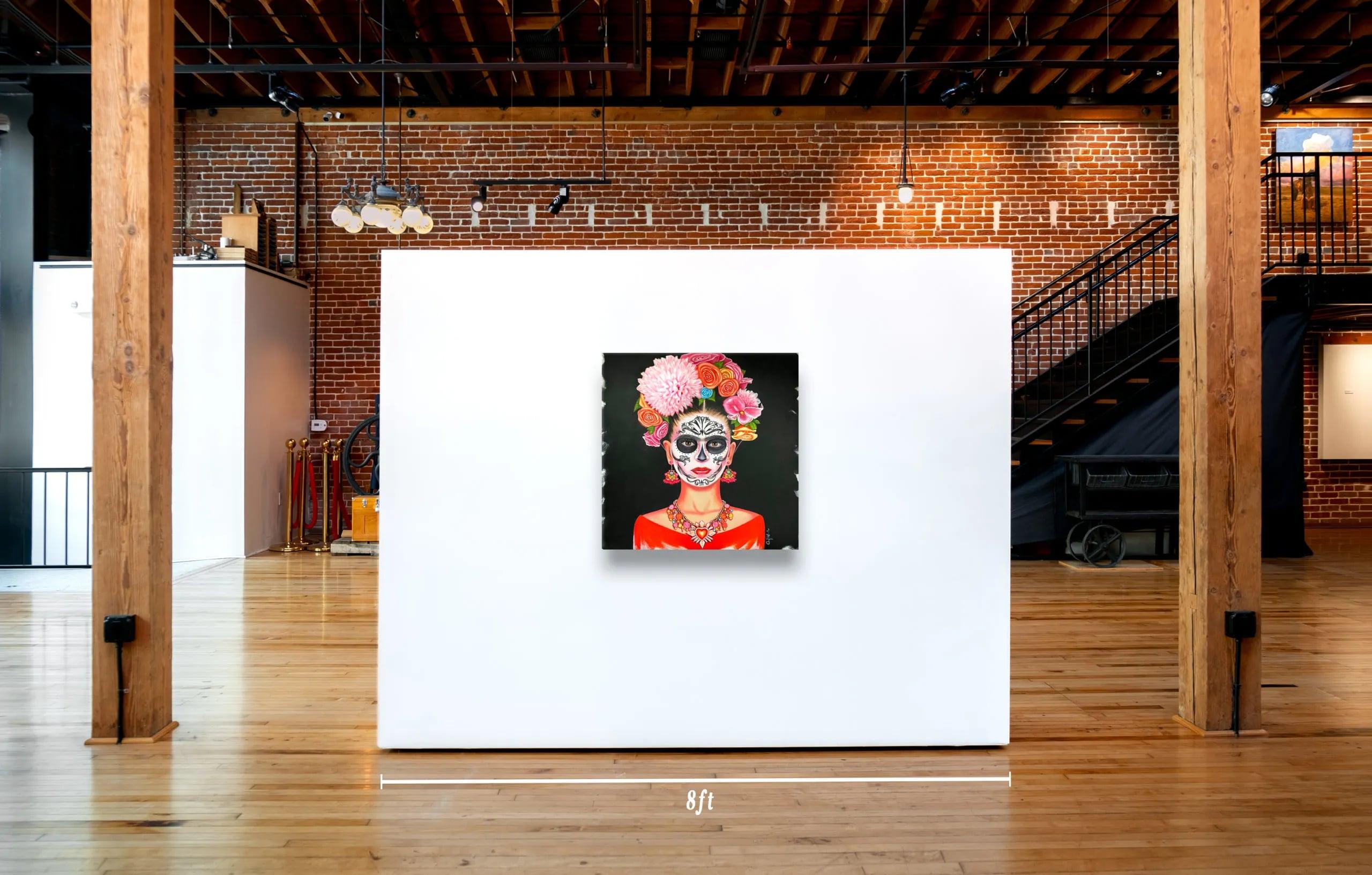Ritratto Pop Art di Frida Kahlo - Portrait Painting Nero di Gina Palmerin