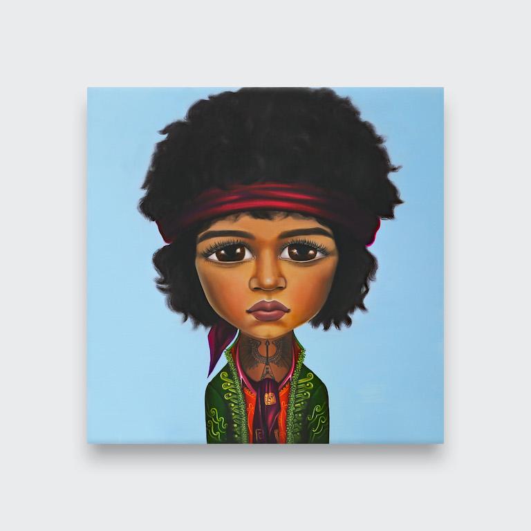 
Dies ist ein Porträt des Gitarristen Jimi Hendrix im Pop-Art-Stil. Dies ist ein veredelter Druck auf Leinwand. Seine Abmessungen sind 30 