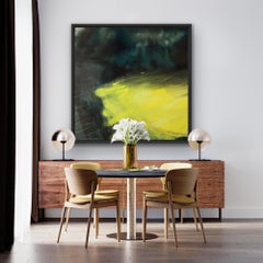 What the Night Delivers Black and Yellow Art Abstract Painting, Contemporary Art
