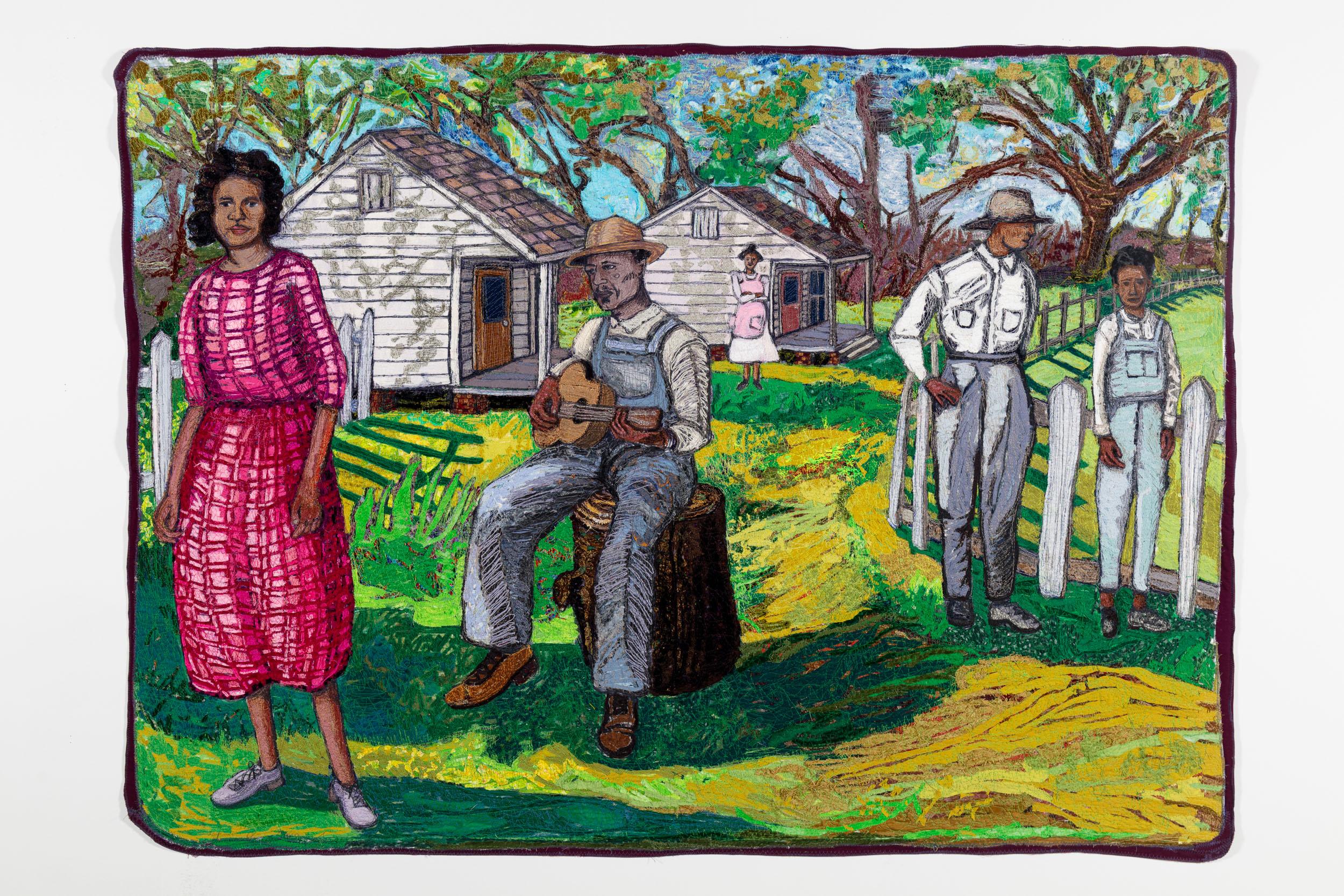 Son House (Ain't Gonna Work on Carrie's Farm No More) - Contemporary Mixed Media Art by Gina Phillips