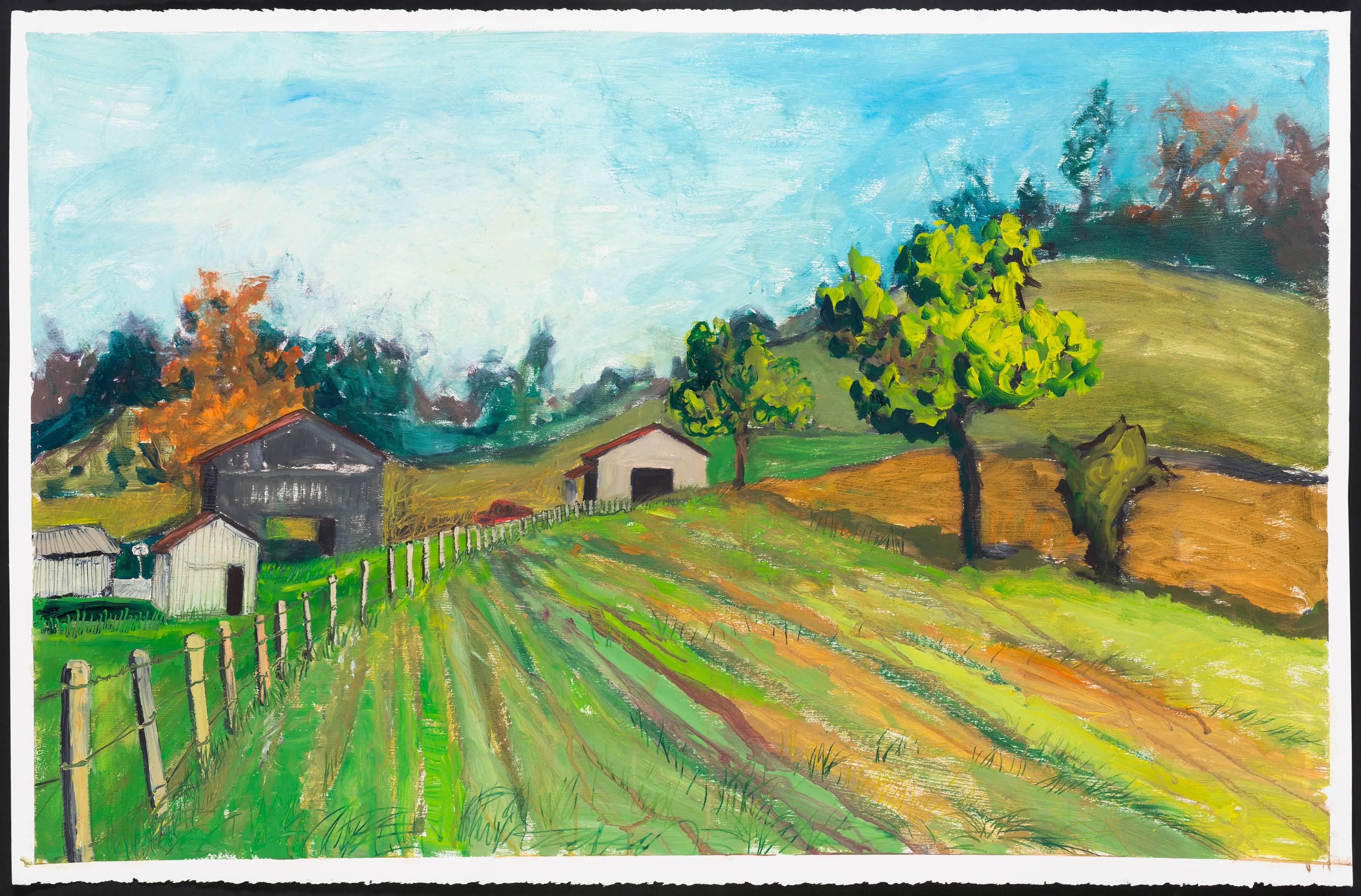 Gina Phillips Landscape Painting - Bogie Mill Road - October 21, 2017