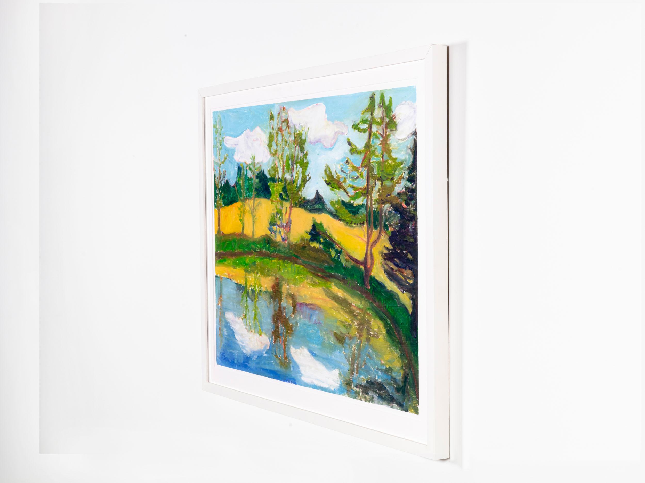 Erster Sonnenuntergang (Grün), Landscape Painting, von Gina Phillips