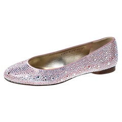Gina Pink Crystal Embellished Satin Ballet Flats Size 37.5