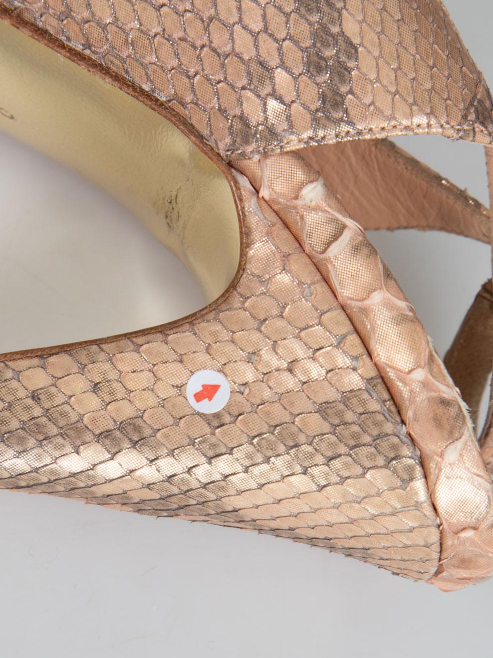 Gina Zapatos de tacón de piel de serpiente rosa metalizada talla UK 6 en venta 5