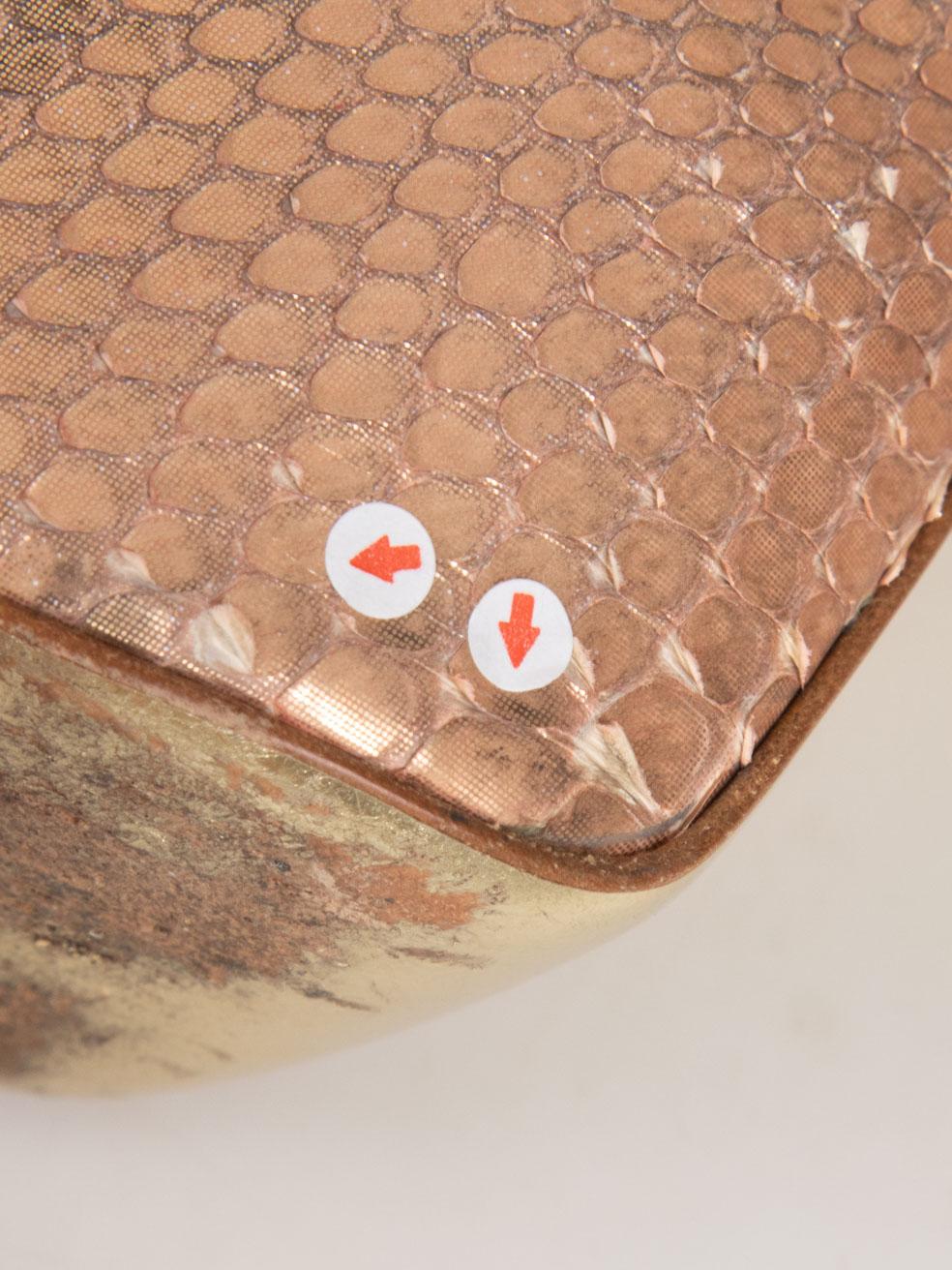 Gina Zapatos de tacón de piel de serpiente rosa metalizada talla UK 6 en venta 2