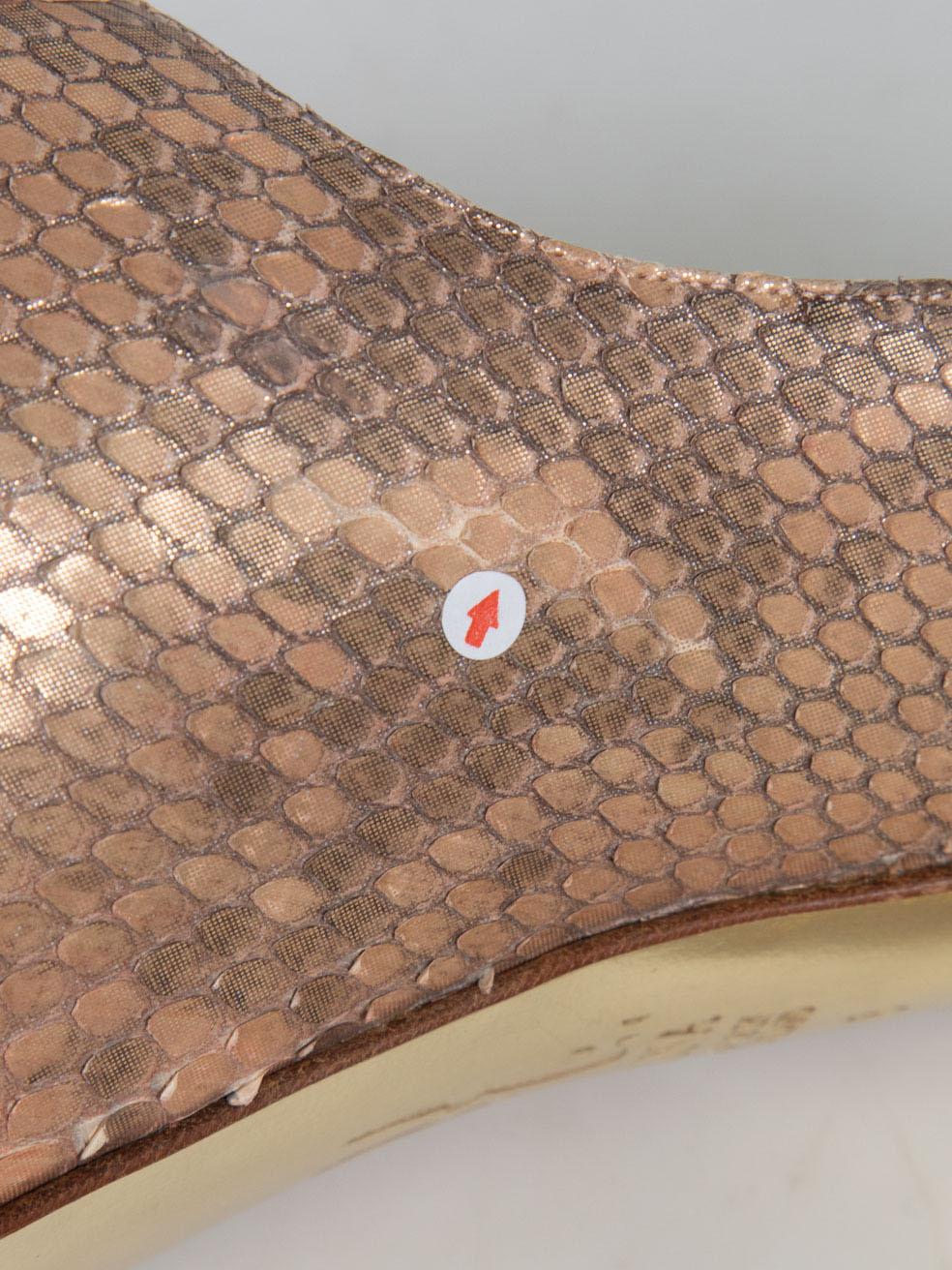 Gina Zapatos de tacón de piel de serpiente rosa metalizada talla UK 6 en venta 3