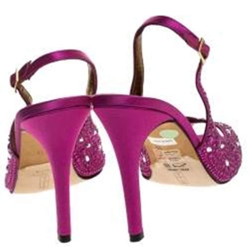 Gina Pink Satin Crystal Embellished Slingback Sandals Size 40.5 1