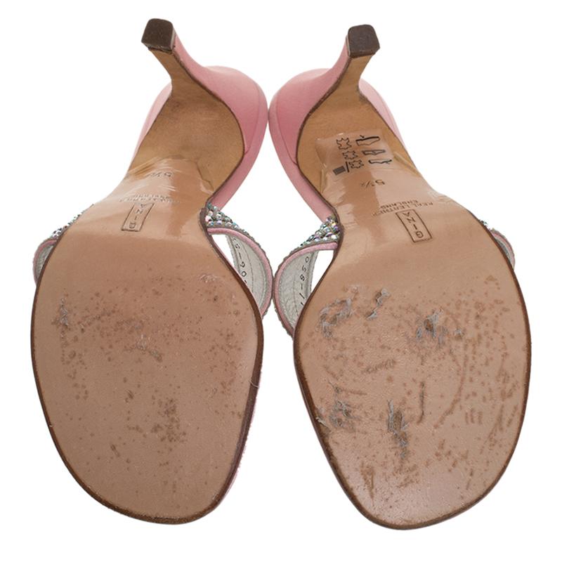 Gina Pink Satin Crystal Embellished Thong Sandals Size 38.5 4