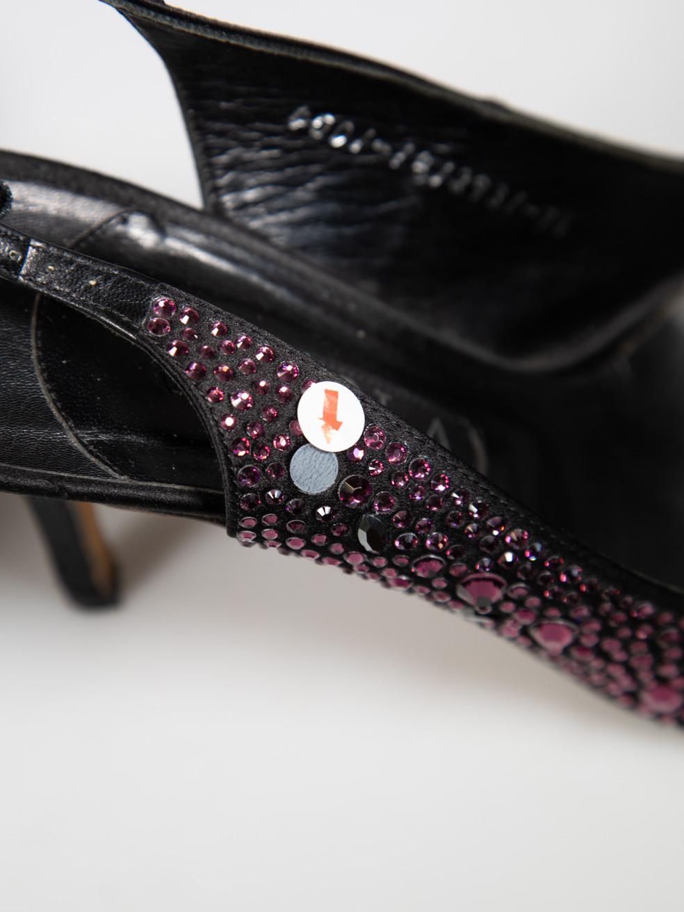Gina Purple Crystal Embellished Slingback Sandals Size UK 7.5 For Sale 1