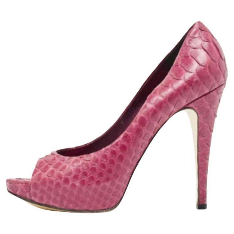 Gina Purple Python Open Toe Platform Pumps Size 38