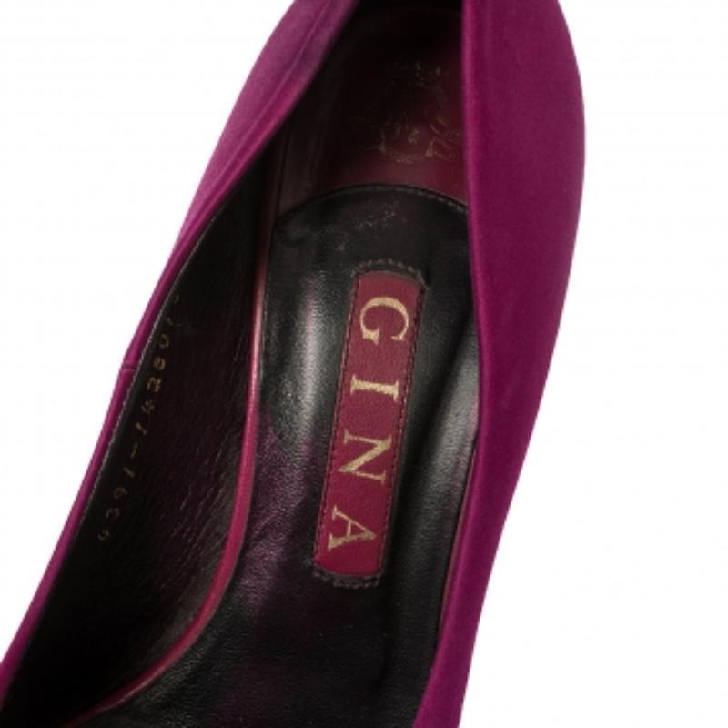 Gina Purple Satin Clair Hoodie Platform Pumps Size 38.5 For Sale 3