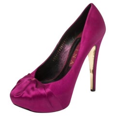Gina Purple Satin Clair Hoodie Platform Pumps Size 38.5