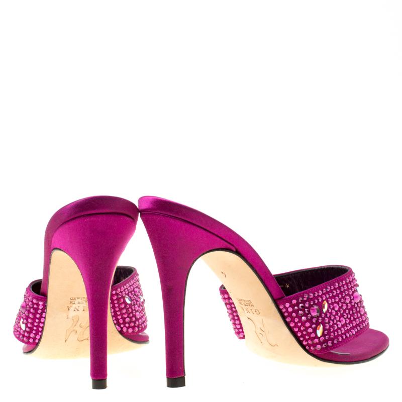 Women's Gina Purple Satin Crystal Embellished Thong Sandals Size 37