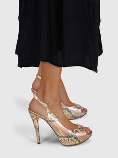 Gina Python Leather Slingback Sandals Size UK 5.5