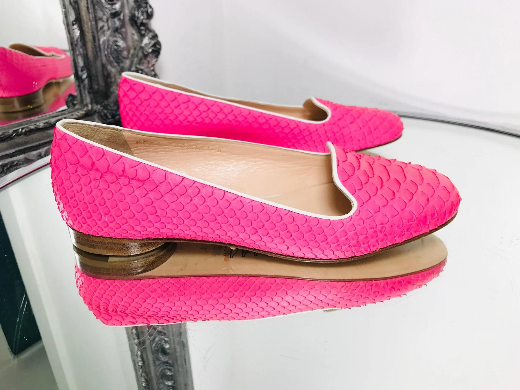 Gina Pythonhaut Flats (Pink) im Angebot