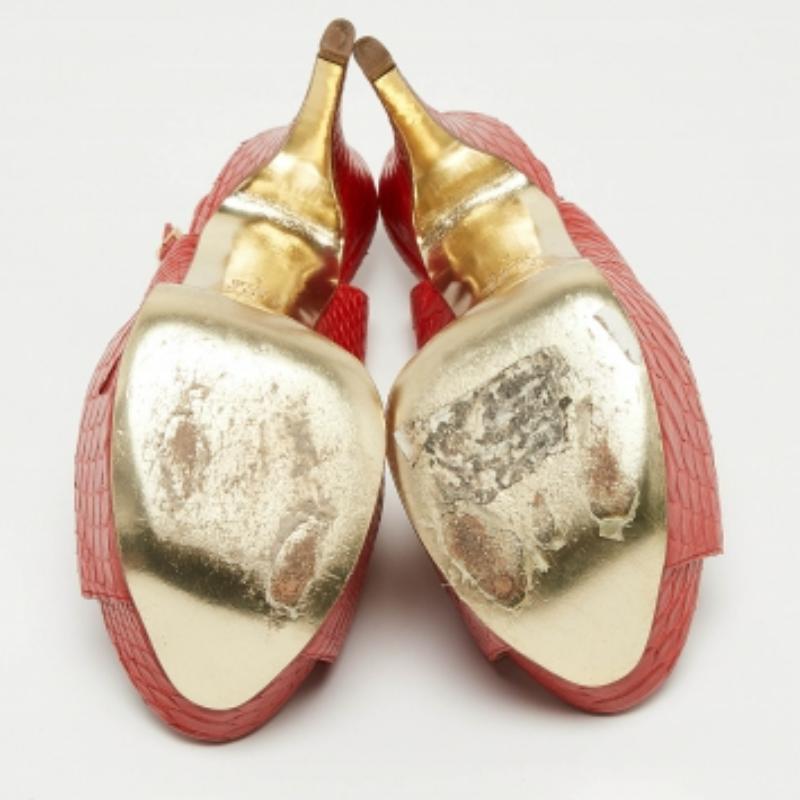 Gina Rot Python Offene Zehe Plattform Slingback Pumps Größe 37 (Grau) im Angebot