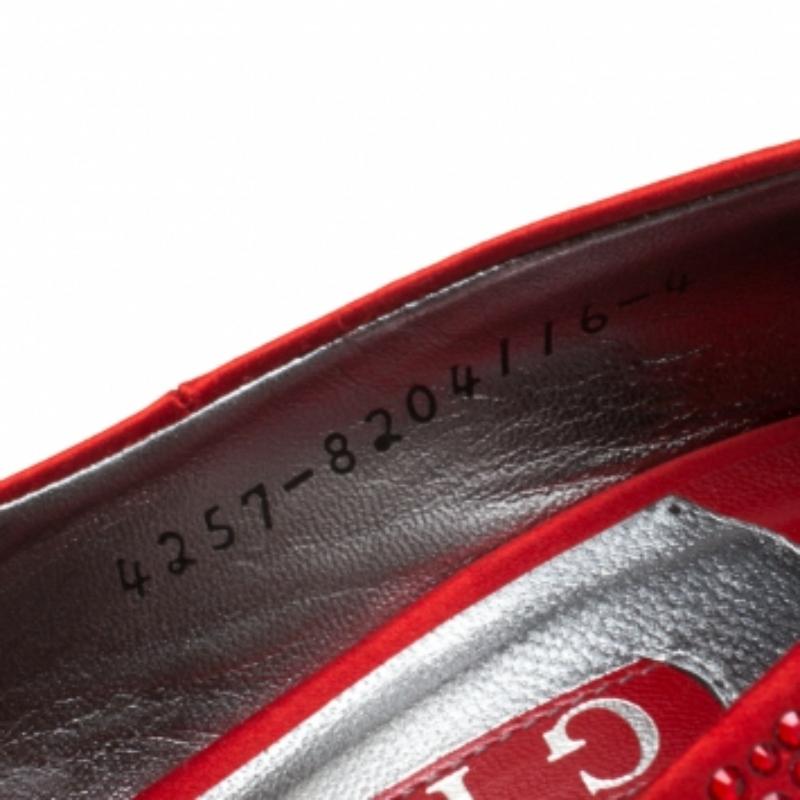 Gina escarpins compensés à bout ouvert ornés de cristaux rouges taille 37 en vente 2