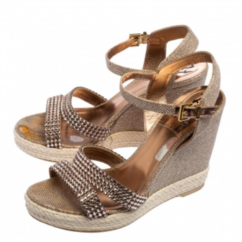 Marron Gina Rose Espadrille Sandales compensées à plateforme, taille 40 en vente